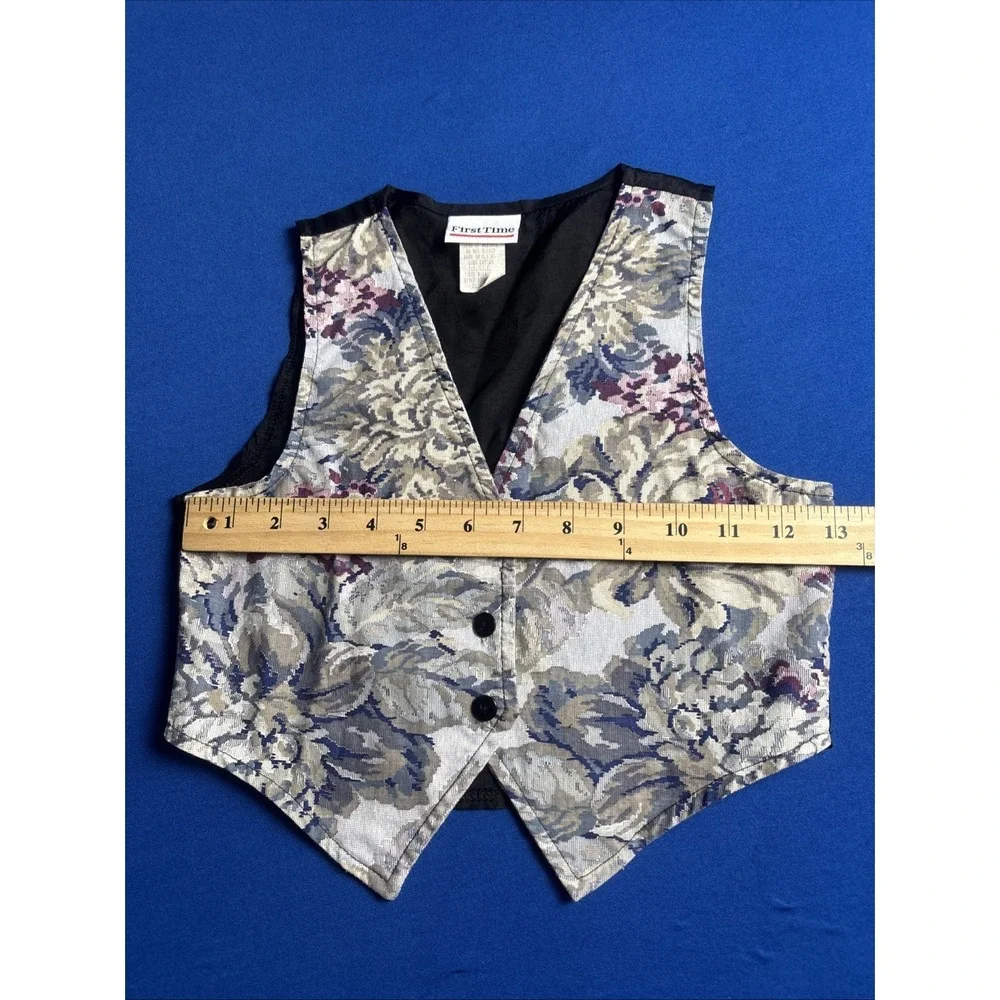Vintage Definitely California Kids Tapestry Vest Floral Beaded Fringe Cropped